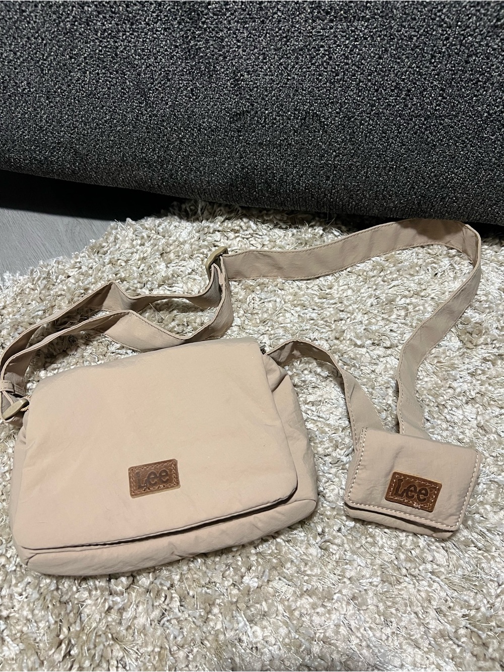 Lee Neutral Beige Crossbody Bag with Coin Pouch
